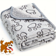 Pet Blanket for Dogs Cats with Paw Print Design Fleece Wool Machine Washable