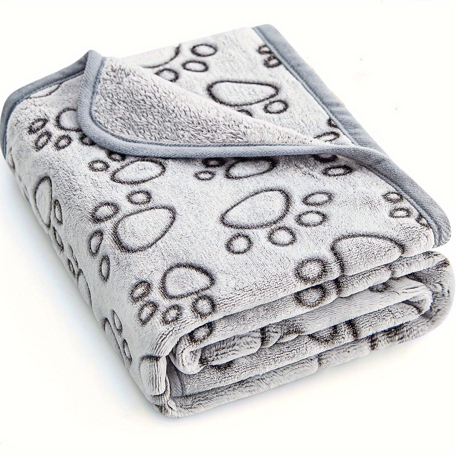 Pet Blanket for Dogs Cats with Paw Print Design Fleece Wool Machine Washable