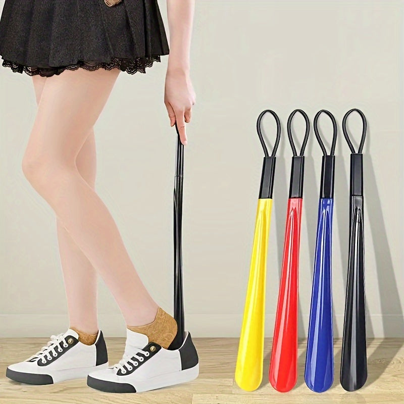 Extra Long Flexible Plastic Shoe Horn with Easy-Grip Spoon Handle in Red or Black