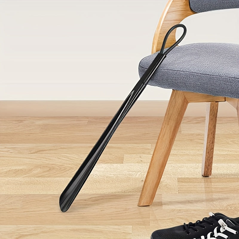 Extra Long Flexible Plastic Shoe Horn with Easy-Grip Spoon Handle in Red or Black