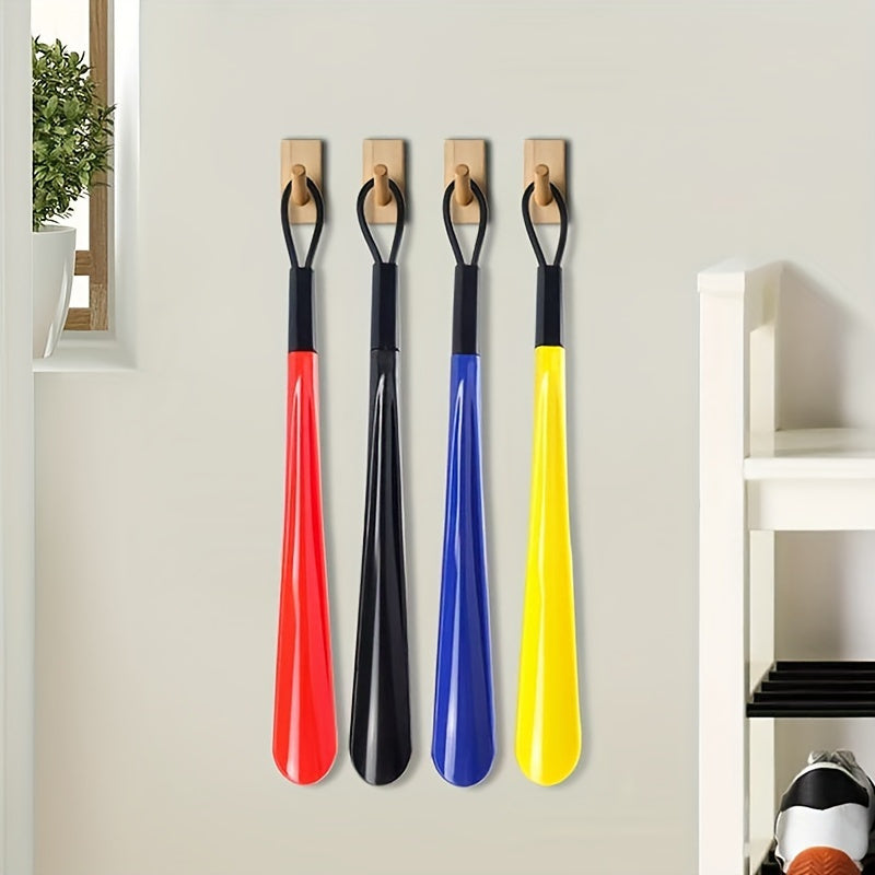 Extra Long Flexible Plastic Shoe Horn with Easy-Grip Spoon Handle in Red or Black