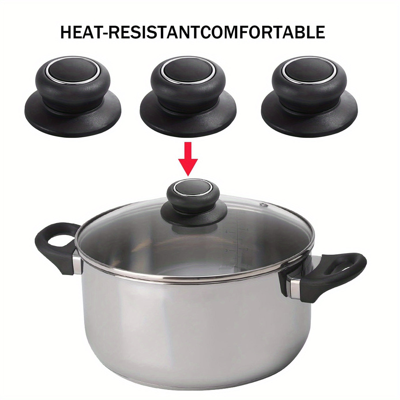 2 ta qozon qopqog'i tugmasi to'plami - O'rnatish oson, issiqqa chidamli Bakelite tutqichlar, oshxona va idishlar uchun, uzoq muddatli va idish yuvish mashinasida yuvish mumkin.