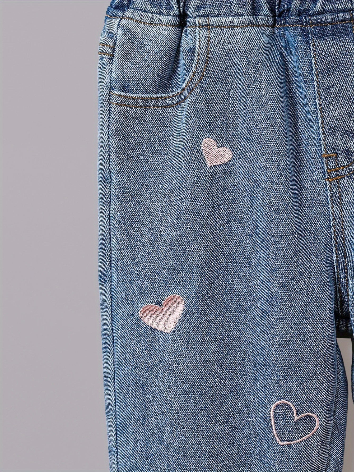 Джинсы для девочек с цветочным принтом из полиэстера и вискозы, классическая посадка, для весны и осени