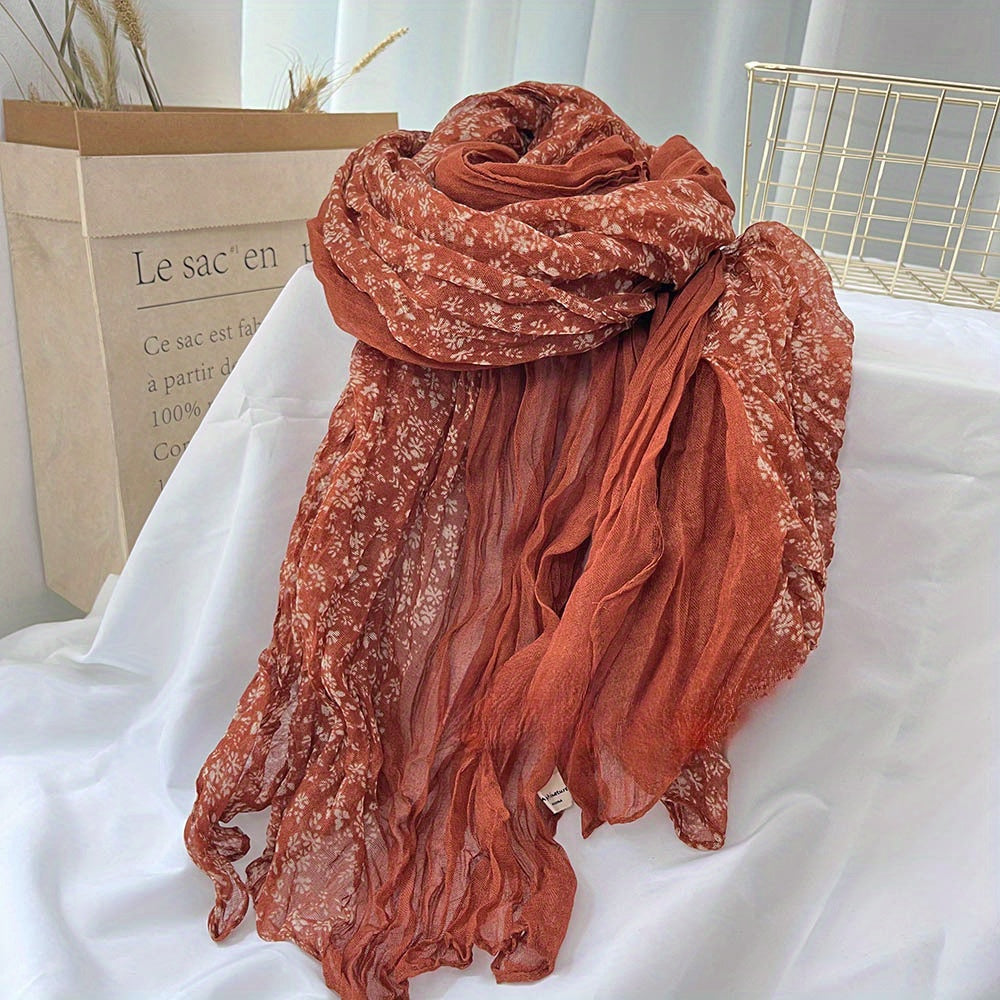 Women's Floral Print Polyester Scarf Breathable Warm Elegant Vintage Style for Outings