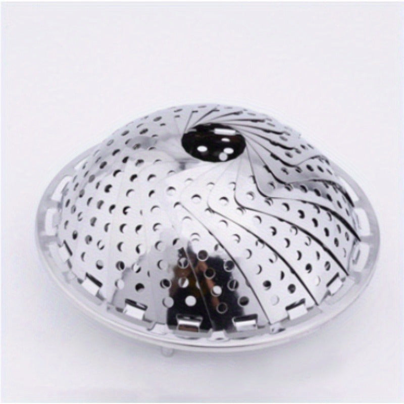 Folding Stainless Steel Steaming Tray with Lattice Rack for Fruits and Buns