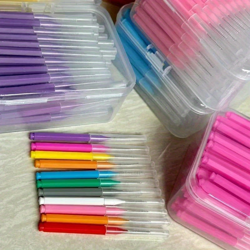 80 dona interdental cho'tkalar tishlarni tozalash uchun mikrotoʻqimalik sochlar bilan tartar olib tashlash