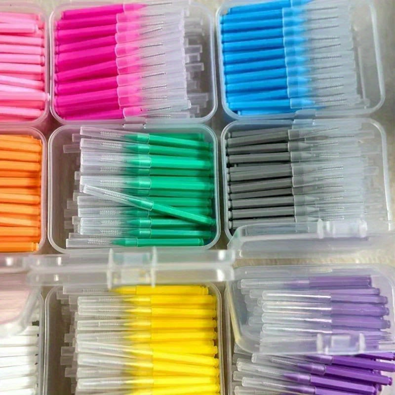 80 dona interdental cho'tkalar tishlarni tozalash uchun mikrotoʻqimalik sochlar bilan tartar olib tashlash