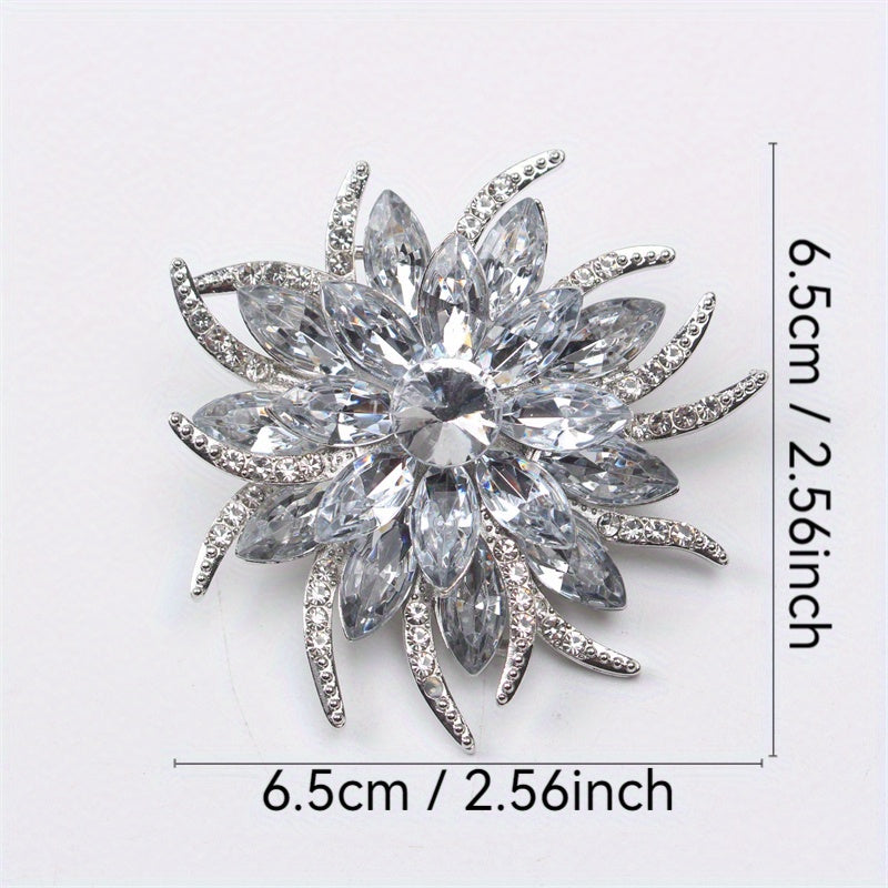 Women's Rhinestone Floral Brooch for Suits and Sweaters Elegant Corsage Accessory