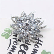 Women's Rhinestone Floral Brooch for Suits and Sweaters Elegant Corsage Accessory