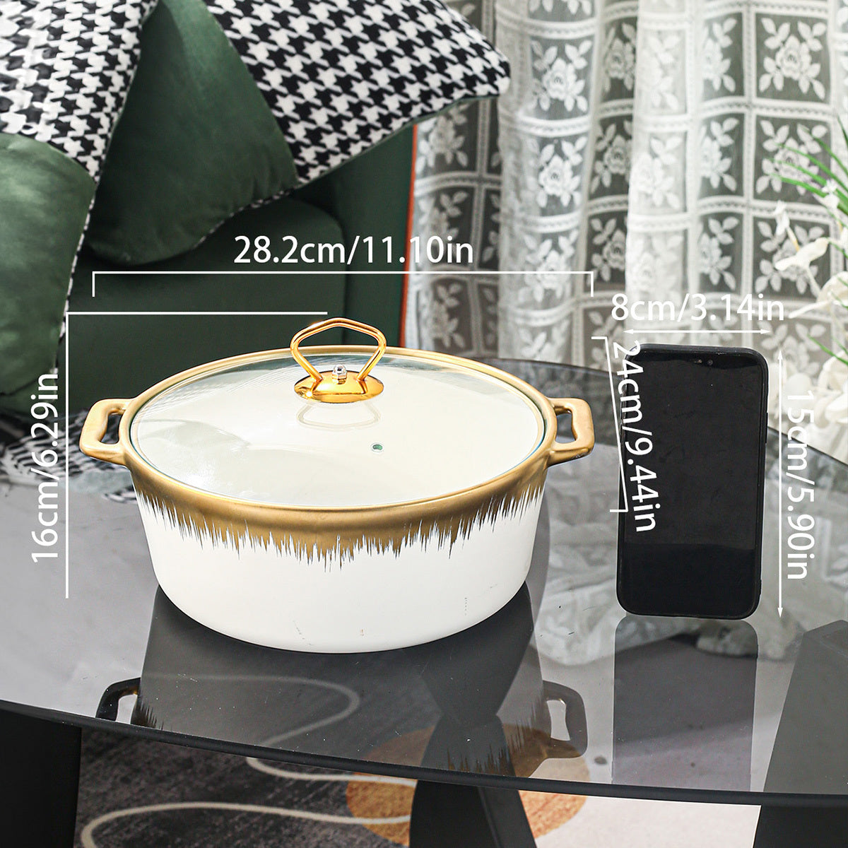 Универсальная керамическая супница с крышкой - Идеально подходит для домашнего и праздничного использования на кухне и в столовой