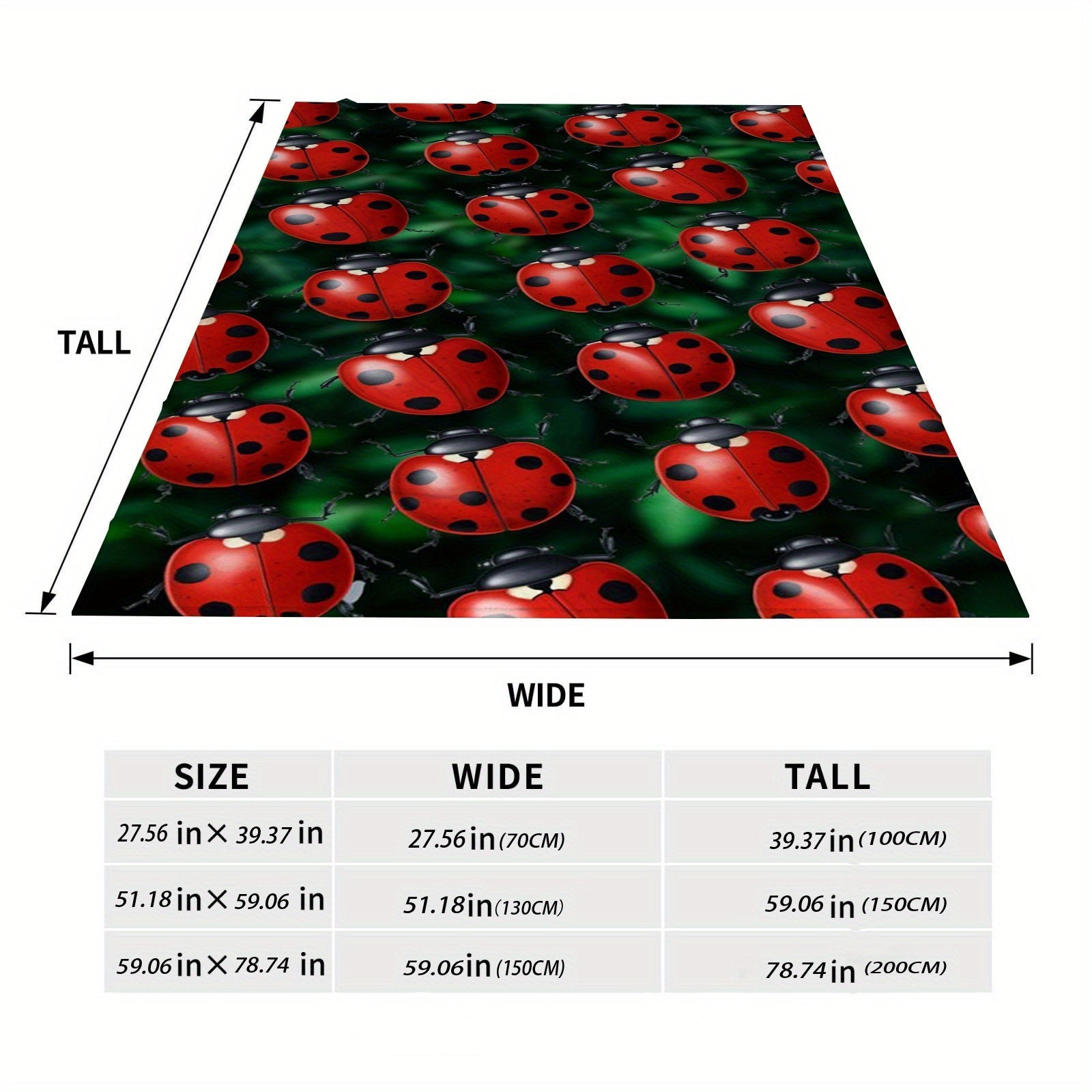 Ladybug Print Flannel Throw Blanket for Sofa Bed Travel All-Season Lightweight Polyester Knit