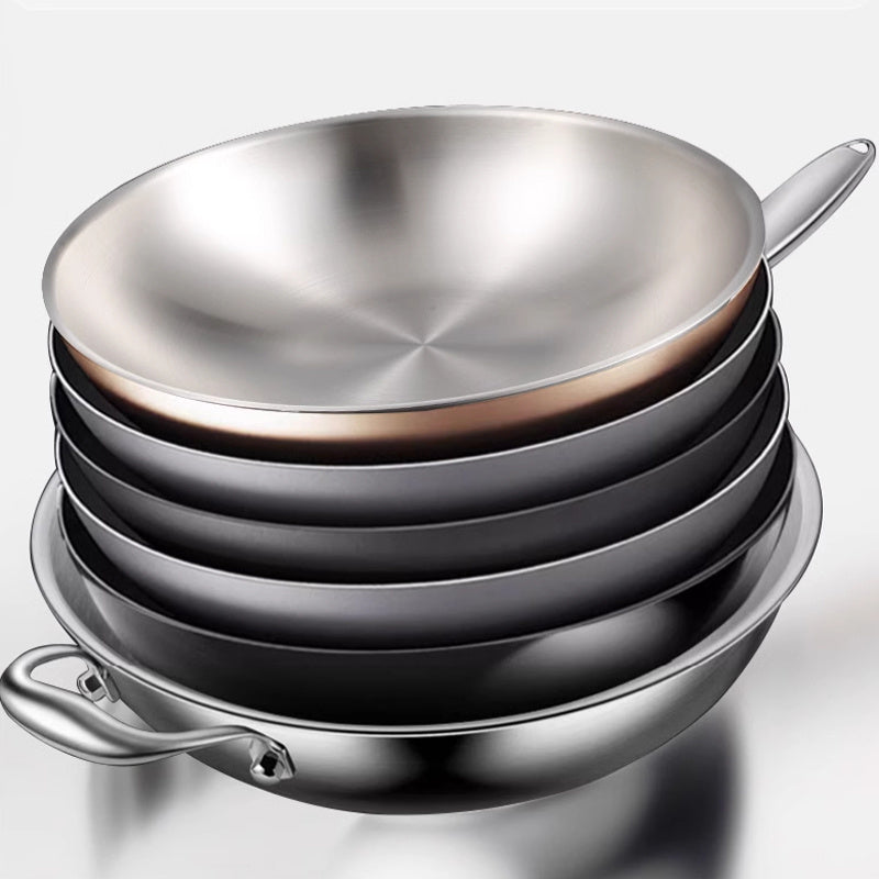 Ko'p funksiyali yopiq nonstick oshpaz woki - mustahkam zanglamas po'lat, tozalash oson, sog'lom ovqat tayyorlash va haqiqiy Xitoy taomlari uchun ergonomik yog'och tutqich