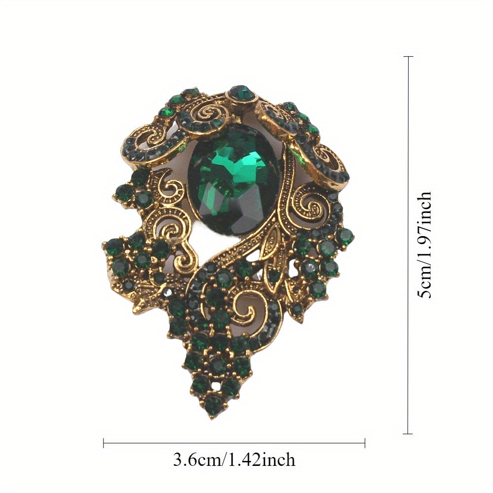 Vintage Crystal Glass Brooch with Rhinestone Flower for Elegant Accessories