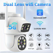 4MP Outdoor Security Camera with 360° Panoramic View PTZ Auto-Tracking Night Vision Two-Way Audio