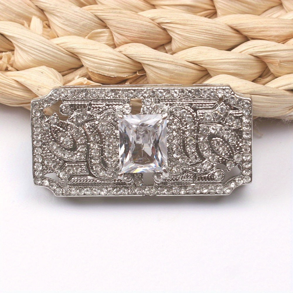 Kiyimlar va to'ylar uchun nafis rhinestone emal broshli kvadrat dizayni