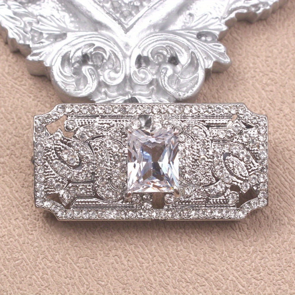 Kiyimlar va to'ylar uchun nafis rhinestone emal broshli kvadrat dizayni