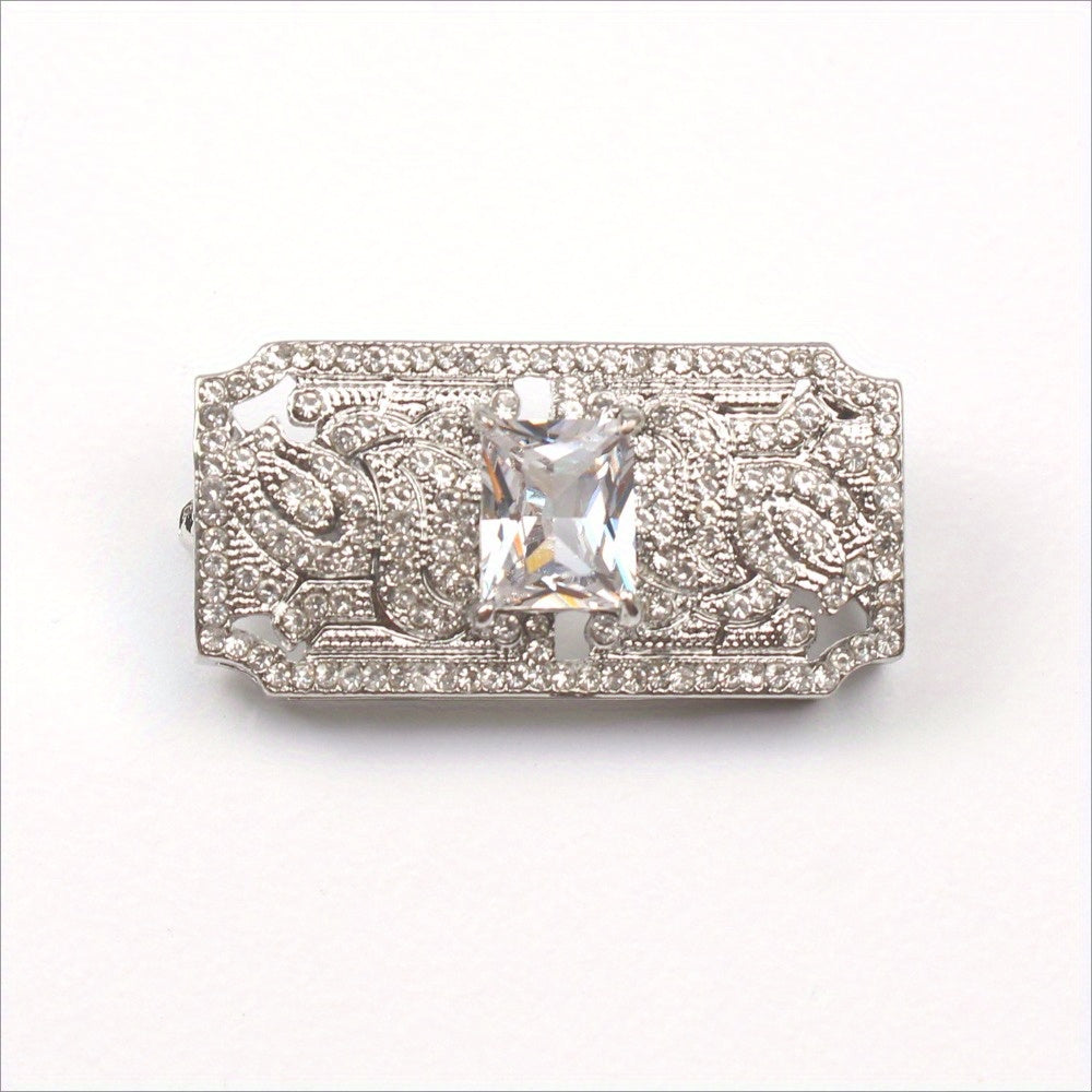 Square Rhinestone Brooch for Women Elegant Jewelry for Weddings and Parties