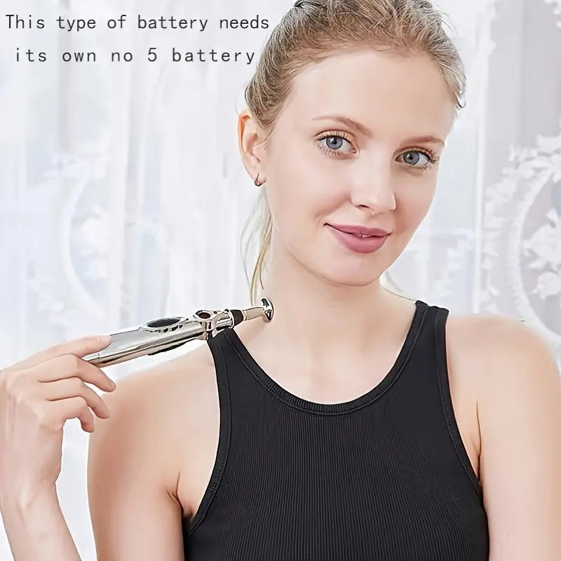 Portable Electric Massage Pen with 9 Speeds, Digital Display, USB Charging, Multiple Heads for Back Waist Legs