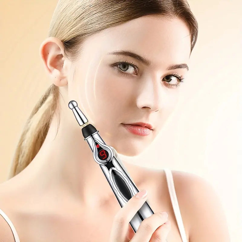 Portable Electric Massage Pen with 9 Speeds, Digital Display, USB Charging, Multiple Heads for Back Waist Legs