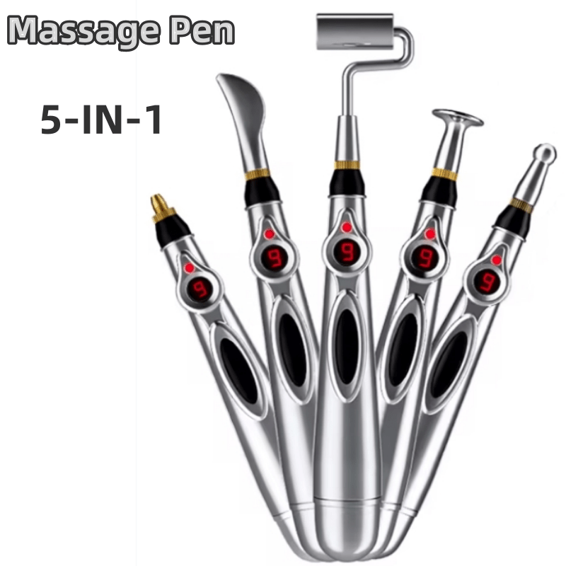 Portable Electric Massage Pen with 9 Speeds, Digital Display, USB Charging, Multiple Heads for Back Waist Legs