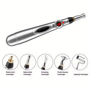 Portable Electric Massage Pen with 9 Speeds, Digital Display, USB Charging, Multiple Heads for Back Waist Legs
