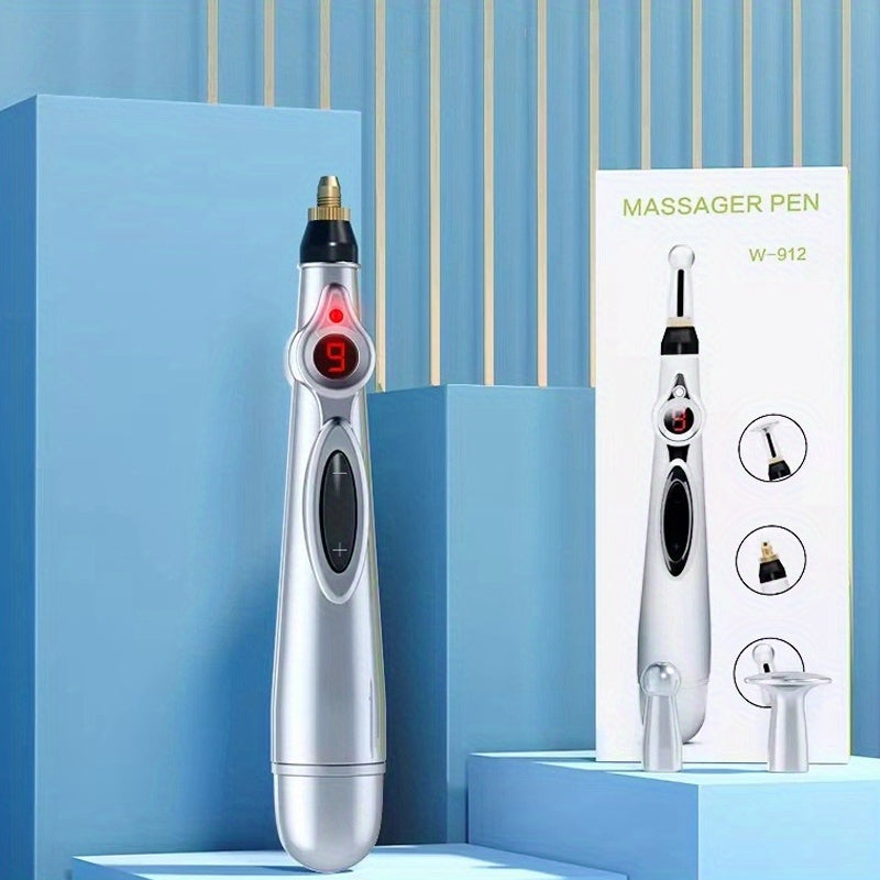 Battery-Operated Smart Massage Pen with Adjustable Modes and Interchangeable Heads