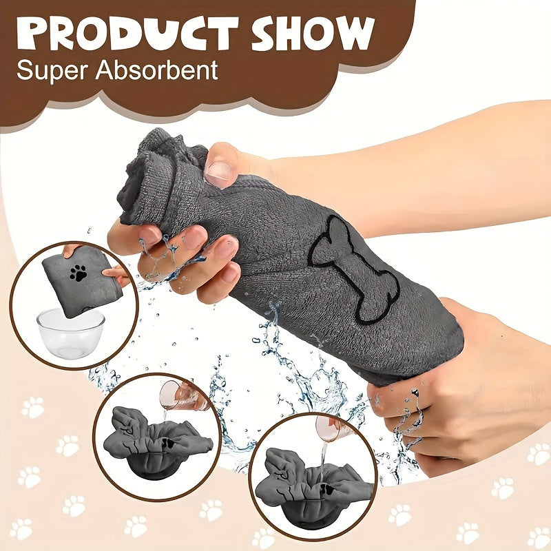 Microfiber Dog Towel for Medium to Large Breeds Quick-Drying Soft Gray Pet Bathing Grooming