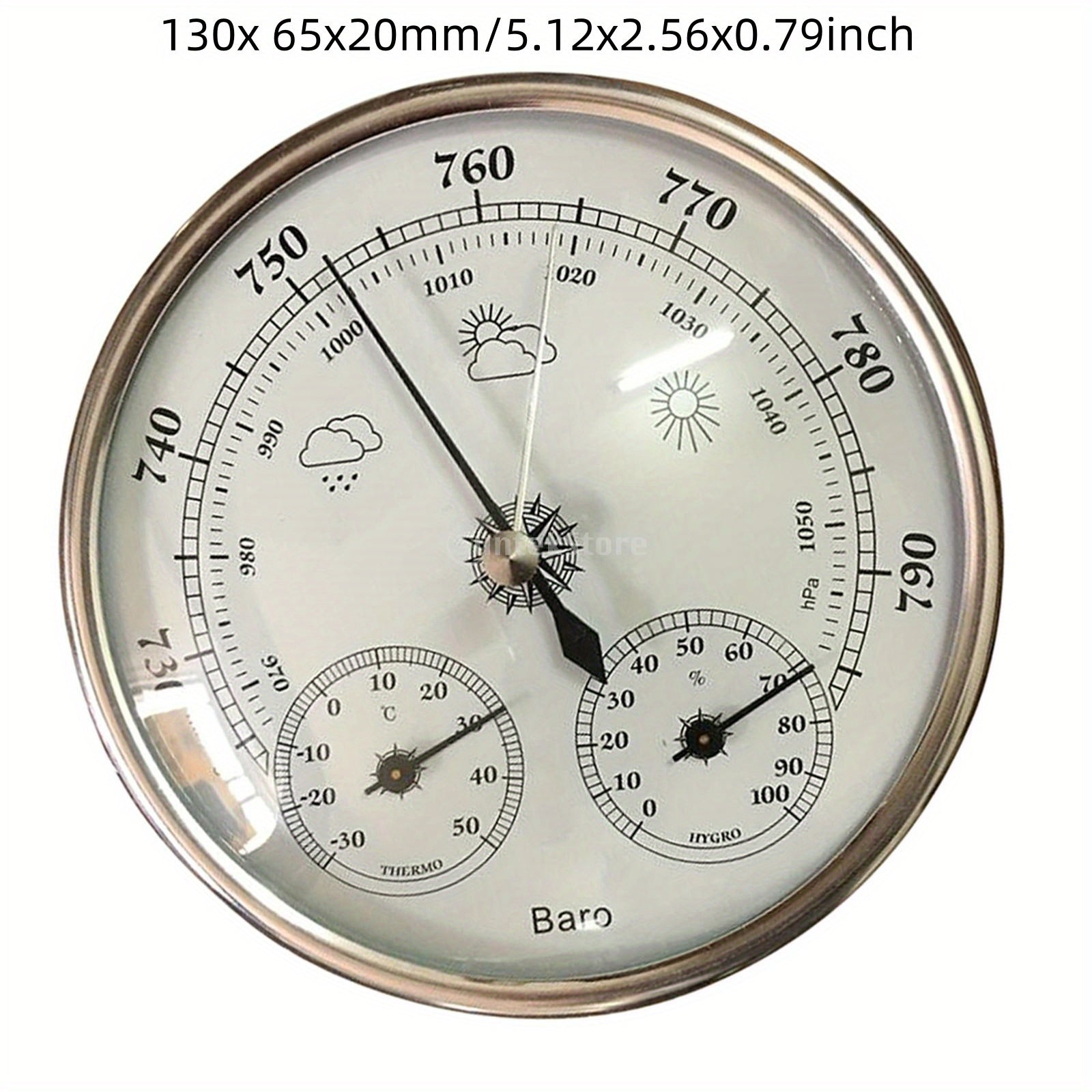 130mm Metal Case Atmospheric Pressure Gauge Thermometer Hygrometer Barometer
