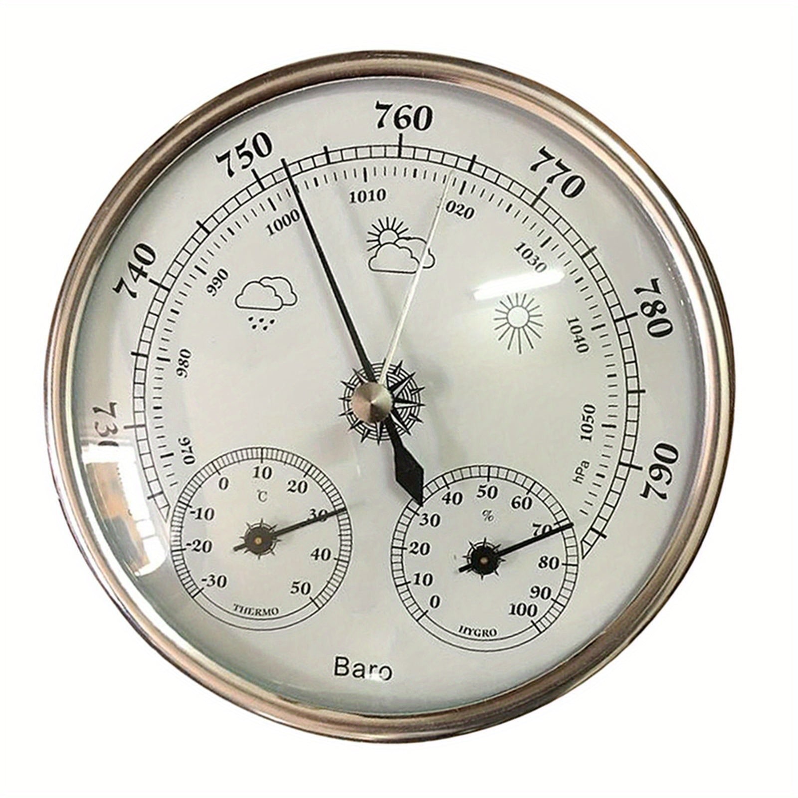 130mm Metal Case Atmospheric Pressure Gauge Thermometer Hygrometer Barometer