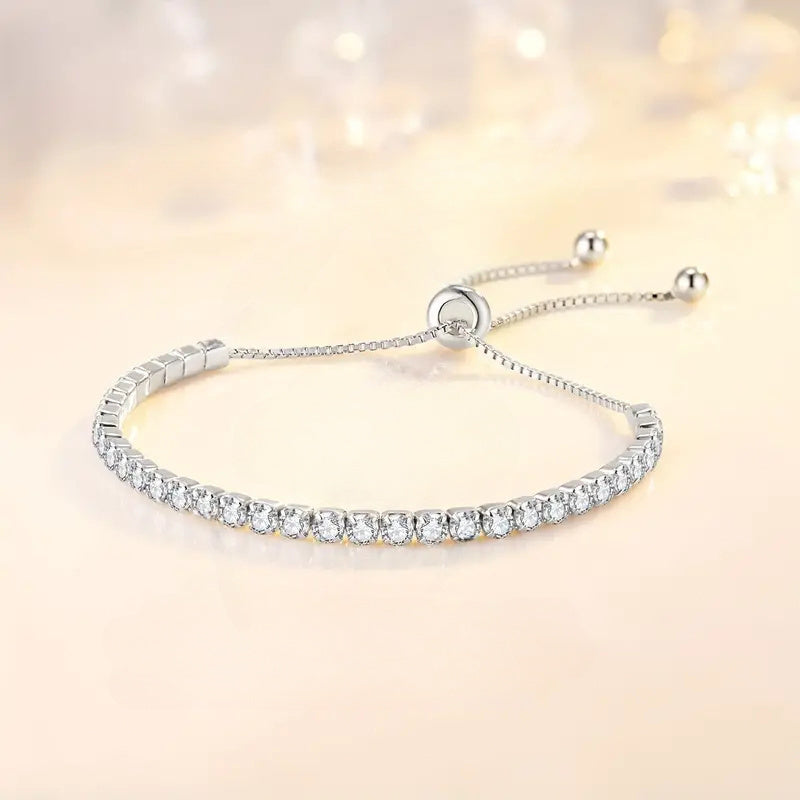 Sterling Silver 3.5 Carat Moissanite Tennis Bracelet 18K Gold Plated Jewelry