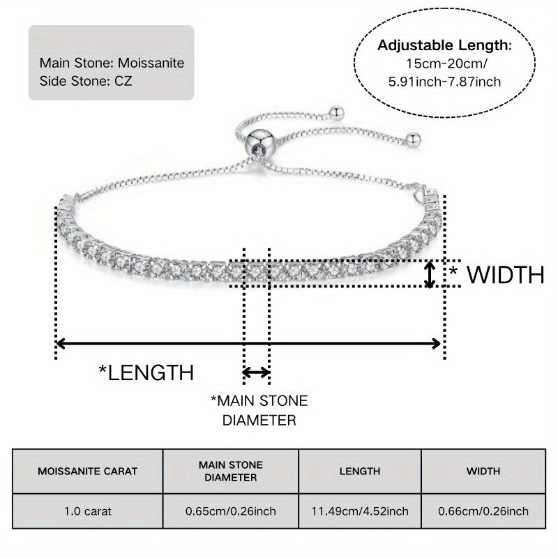 Sterling Silver 3.5 Carat Moissanite Tennis Bracelet 18K Gold Plated Jewelry