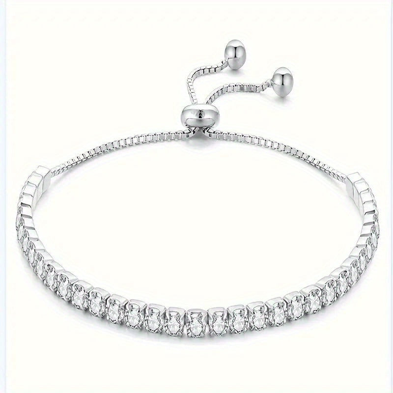 Sterling Silver 3.5 Carat Moissanite Tennis Bracelet 18K Gold Plated Jewelry