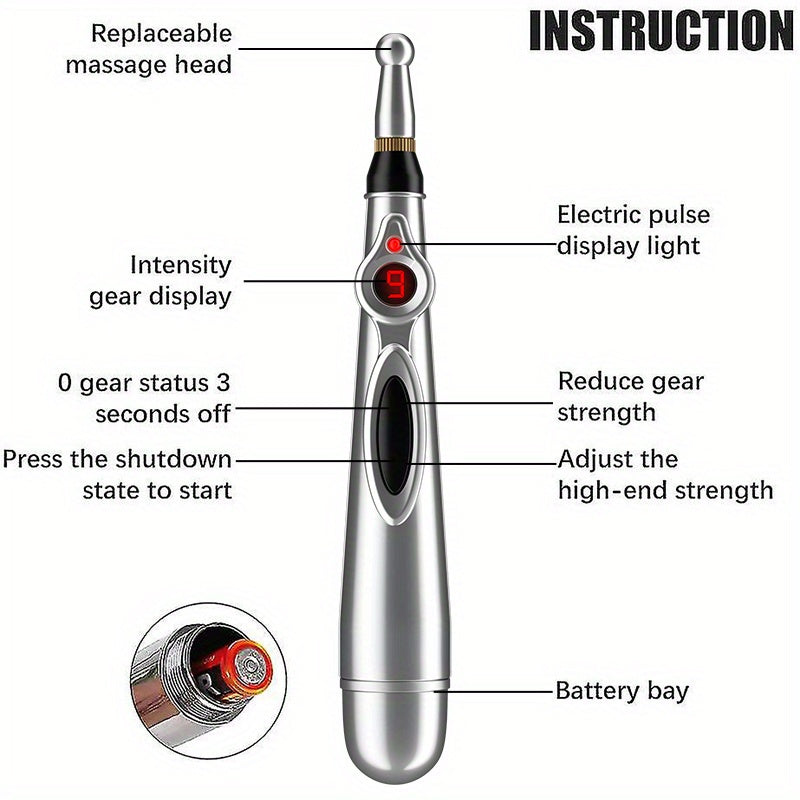 Bolígrafo de masaje eléctrico con pantalla digital y 9 modos para aliviar la espalda, la cintura y las piernas