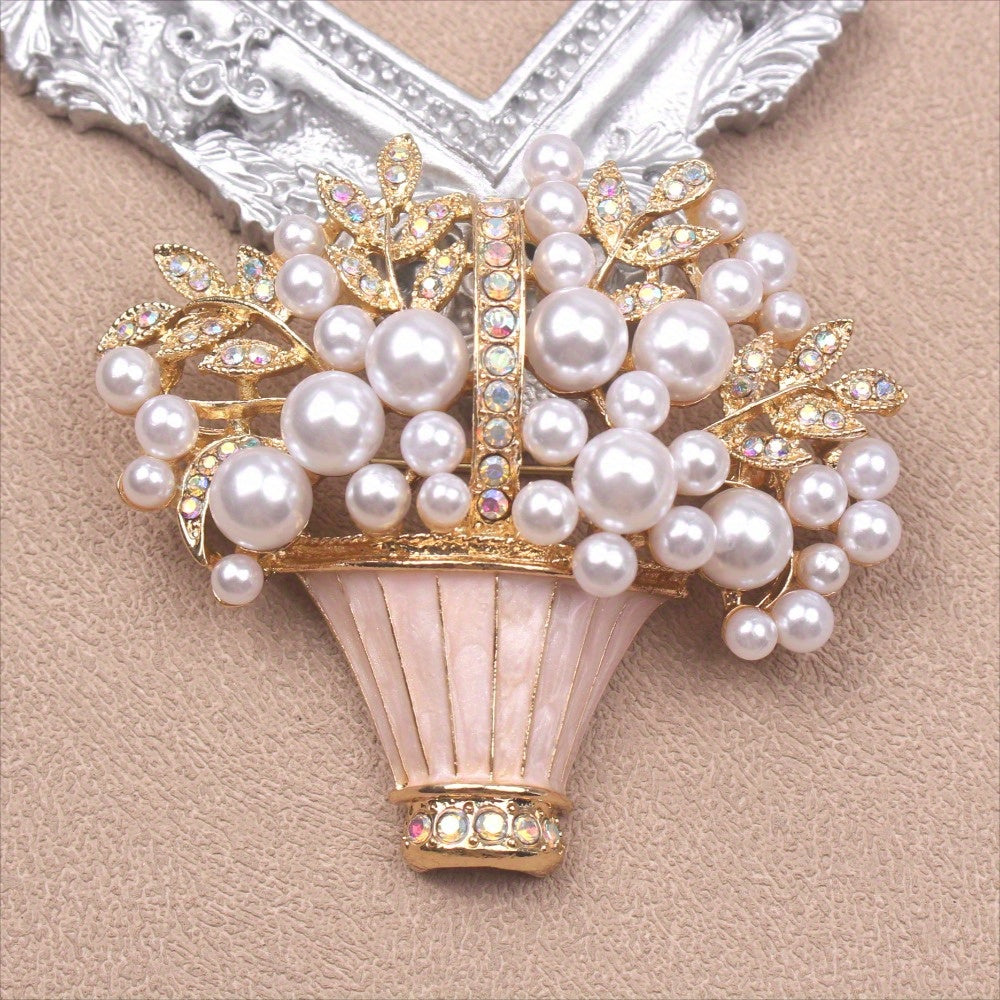Elegant Flower Brooch with Rhinestones for Weddings and Parties