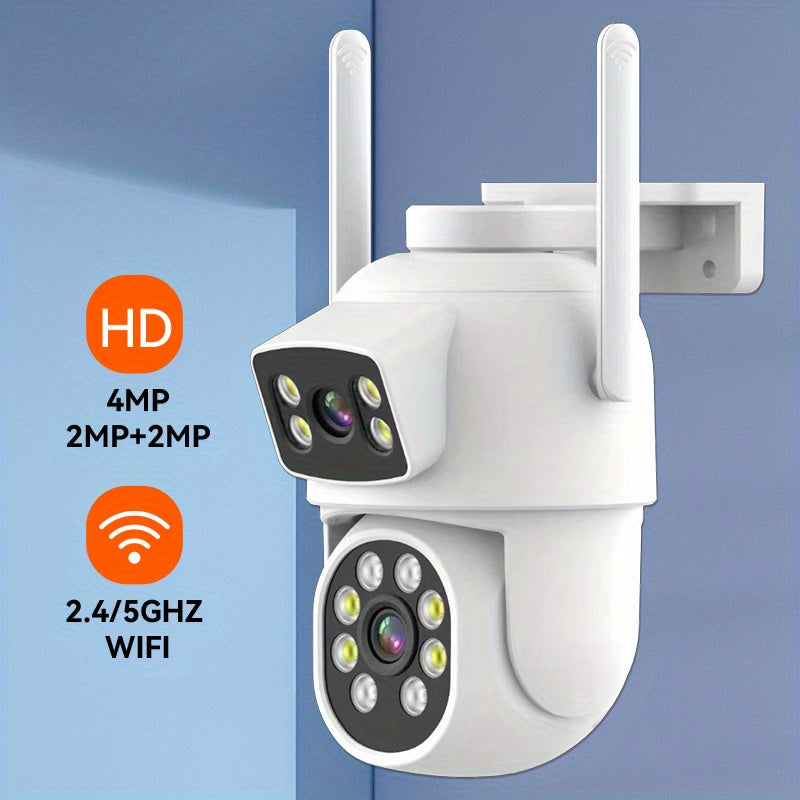 Dual Lens WiFi Security Camera with AI Human Detection Two-Way Audio and Night Vision