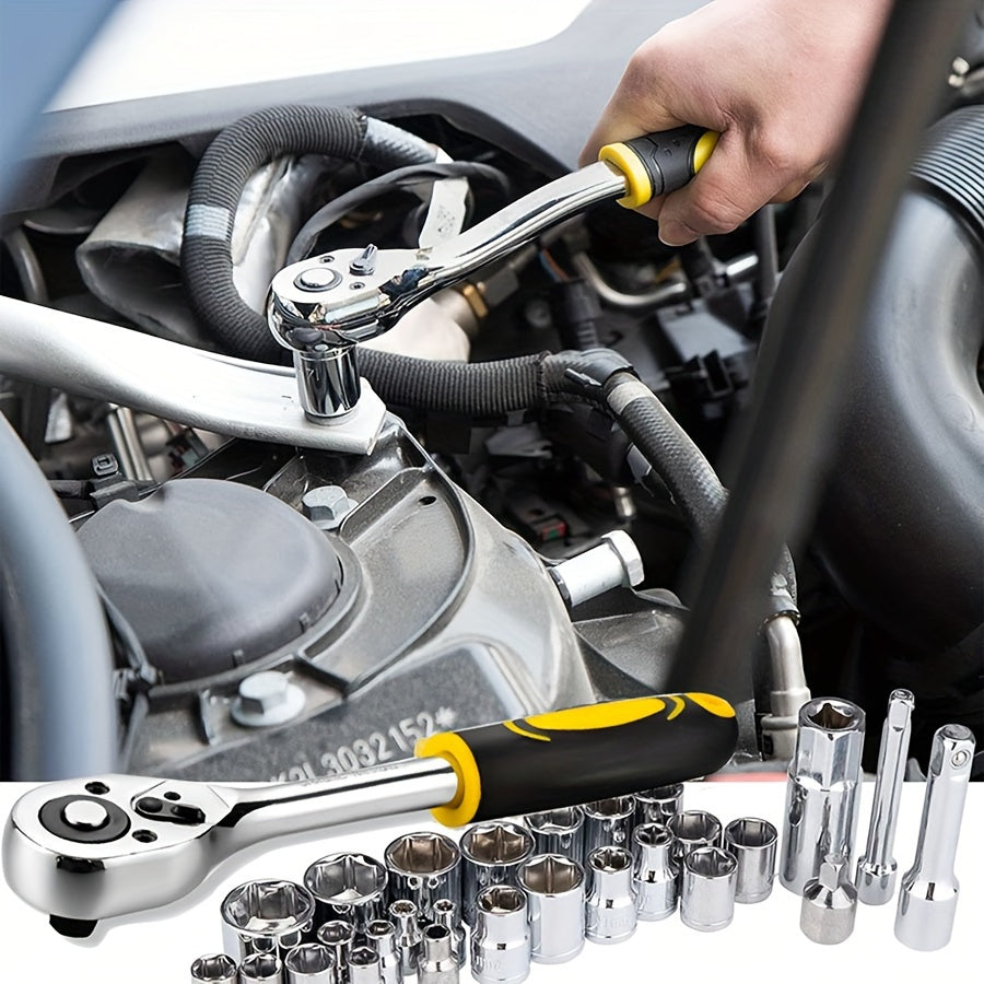 108-Piece Carbon Steel Tool Set for Home and Auto Repairs No Electricity