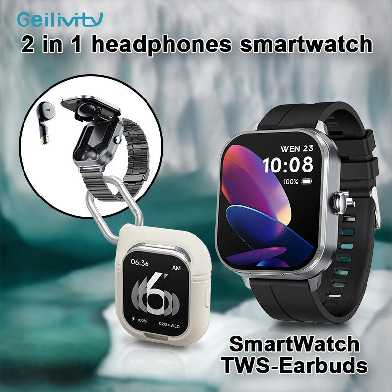 All-in-One Smart Watch with Headphones Call Message Alerts Customizable Faces Sports Modes High-Definition Display