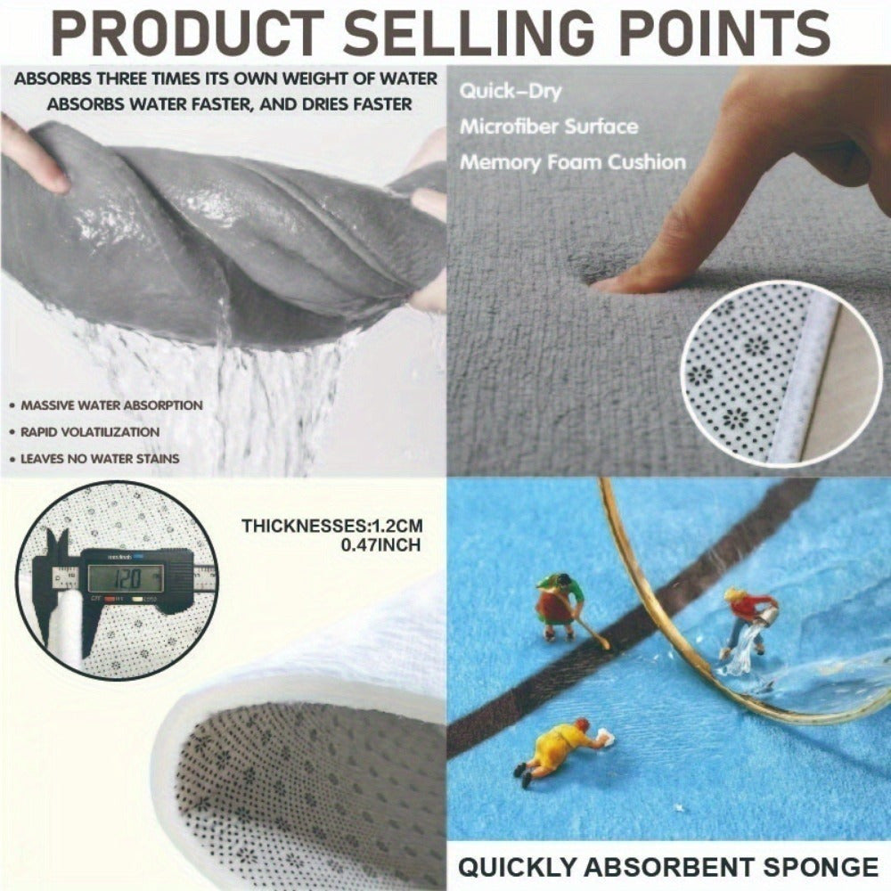 Christmas Reindeer Doormat Non-Slip Polyester Low Pile Flat Woven Entryway Kitchen Floor Mat