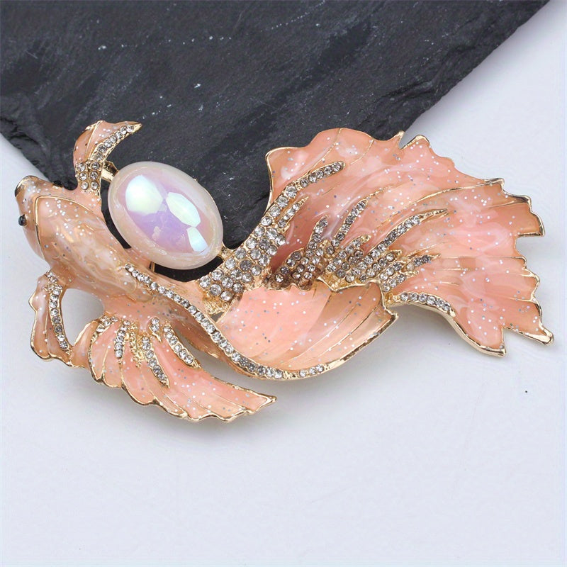 Vintage Enamel Koi Fish Brooch Goldfish Pin with Dripping Oil Glaze for Women
