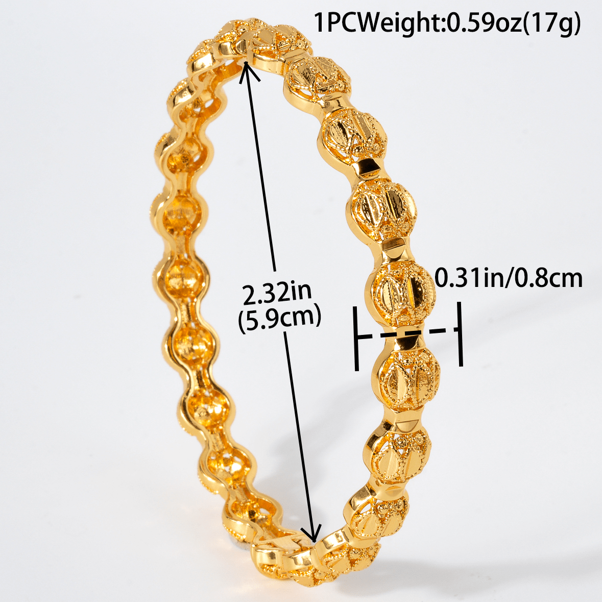 Luxury Gold Copper Bracelet Set for Women Geometric Carved Round Jewelry Gift for Wedding and Gift