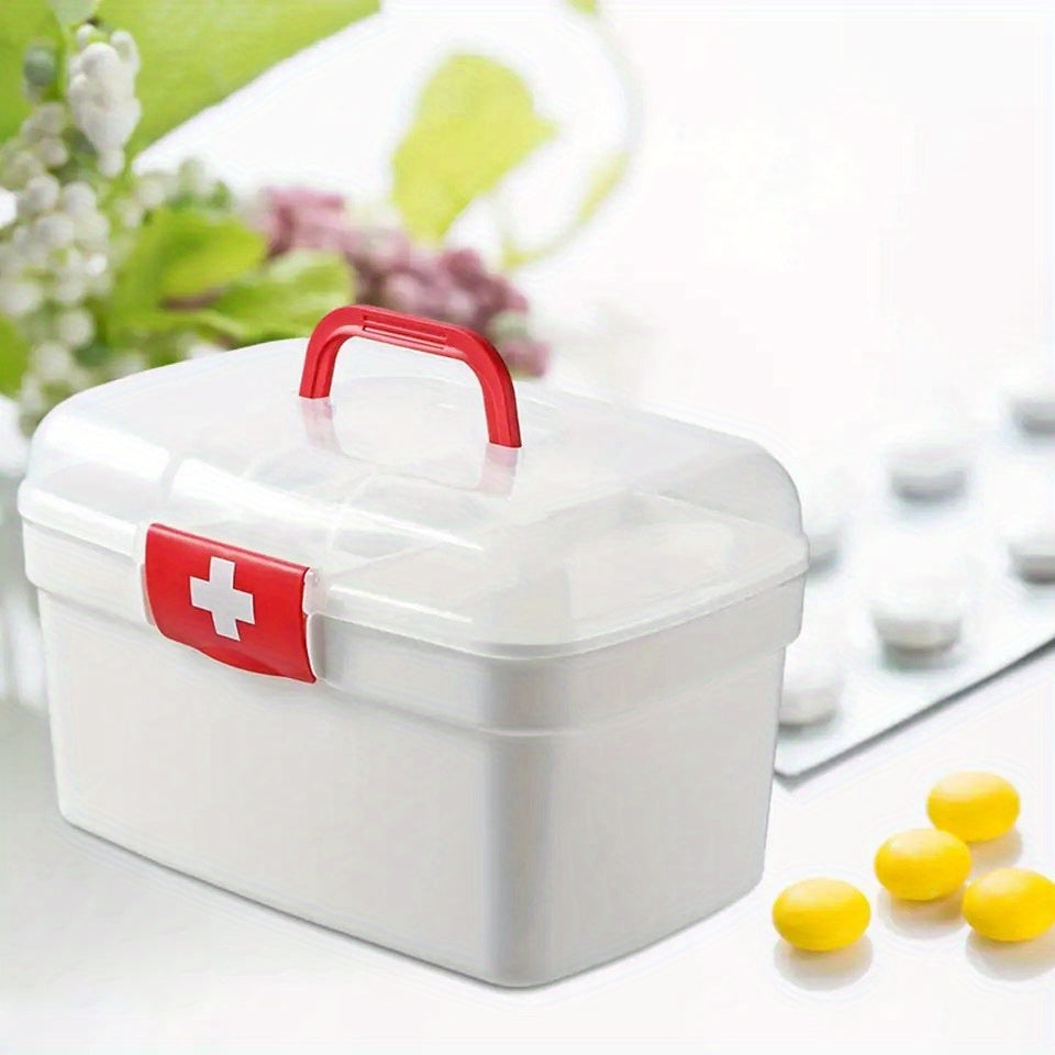 Large Capacity Portable Medicine Organizer Multi-Compartment First Aid Kit