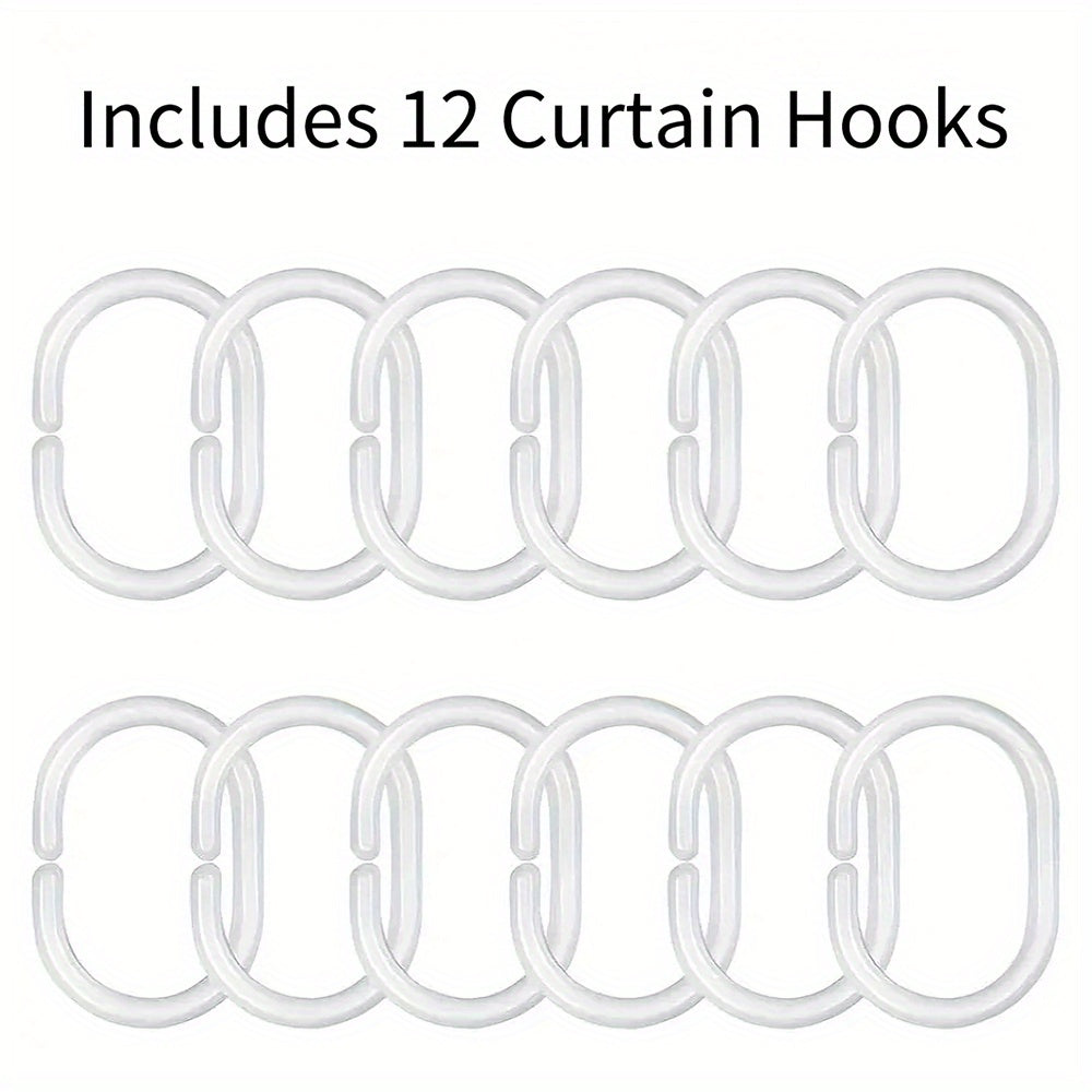 White Floral Waterproof Shower Curtain with 12 Hooks Landscape Theme