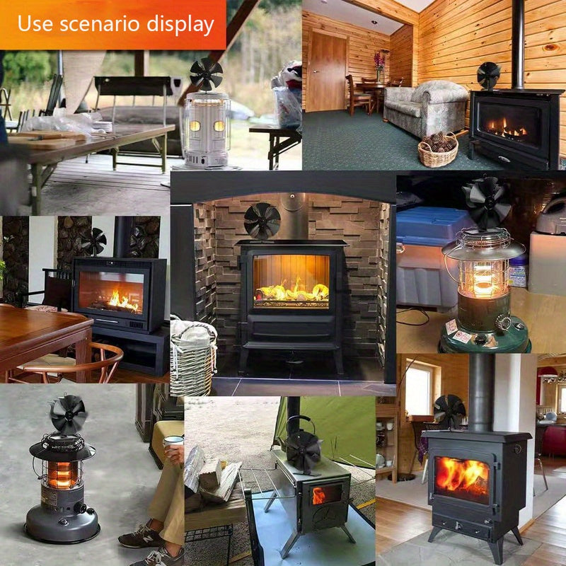 Eco-Friendly Fireplace Fan Non-Electric Portable Wood Stove Heating Cooling