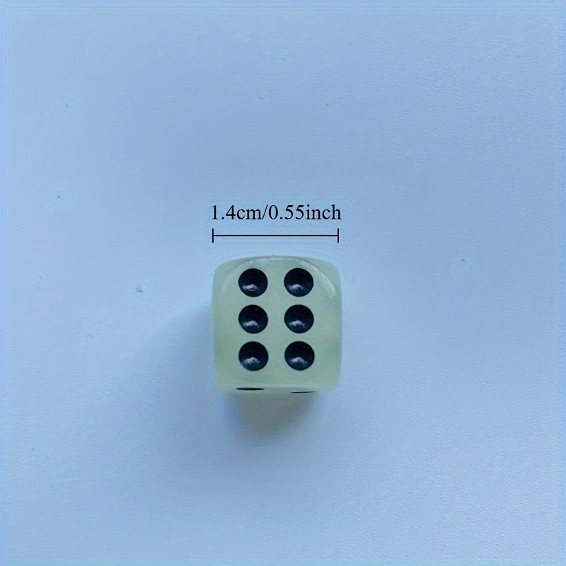 Glow-in-the-Dark Acrylic Dice Set 6pcs 14mm for Nightclubs and Home Games