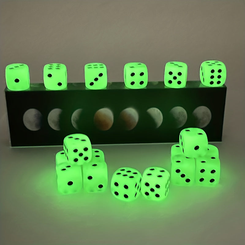 Glow-in-the-Dark Acrylic Dice Set 6pcs 14mm for Nightclubs and Home Games