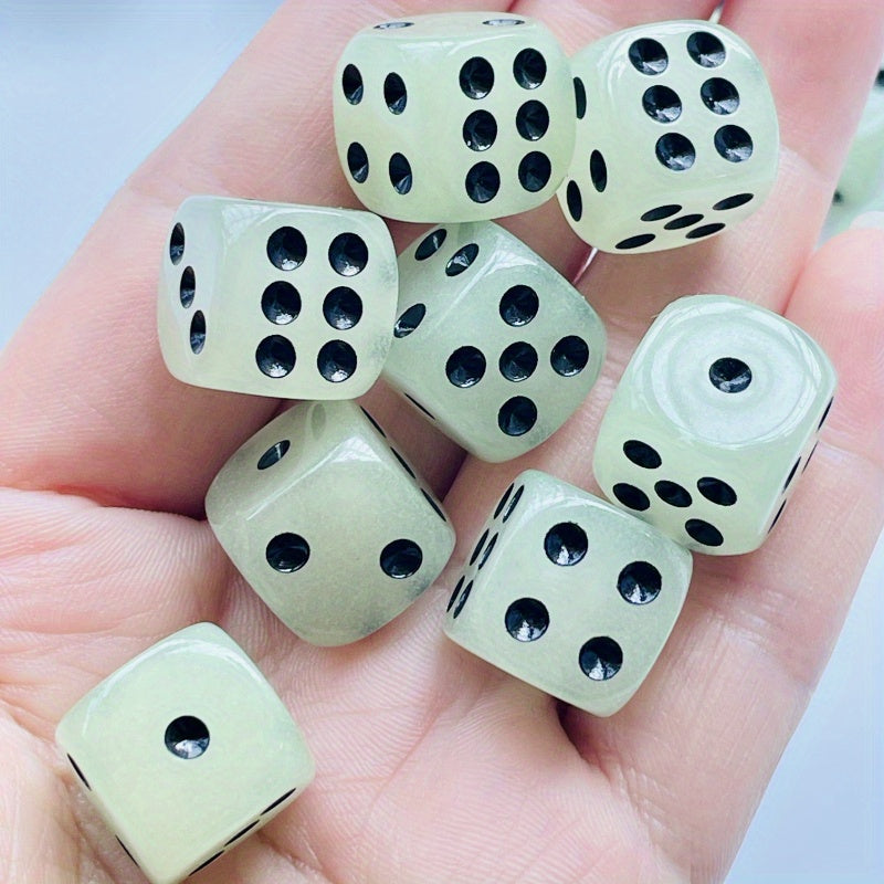 Glow-in-the-Dark Acrylic Dice Set 6pcs 14mm for Nightclubs and Home Games