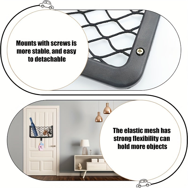 Universal Storage Net for Vehicles with Hooks and Screws, Polyamide Mesh