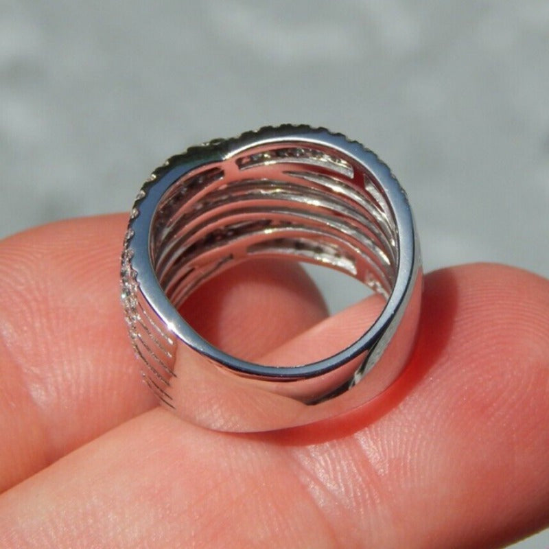 Women’s Wide Face Ring with Multi-Layered Intertwined Design for Anniversary and Casual Wear