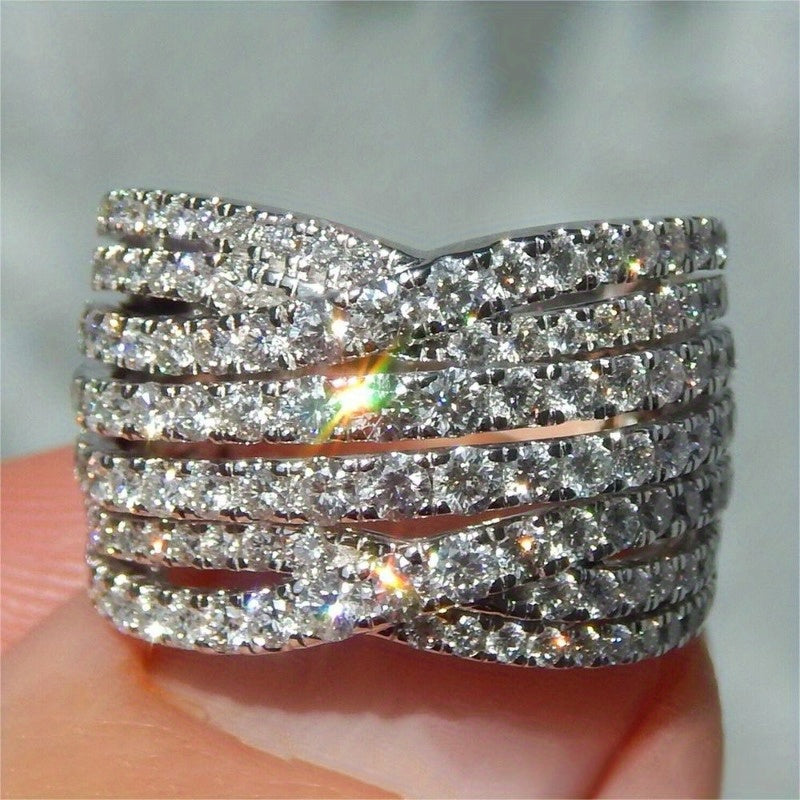 Women’s Wide Face Ring with Multi-Layered Intertwined Design for Anniversary and Casual Wear