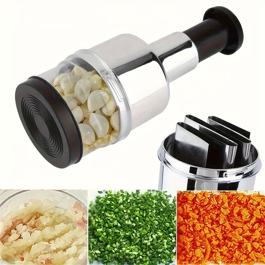 Manual Garlic Press and Food Chopper with Vegetable and Onion Slicer